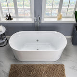 Diana 67 in. Acrylic Freestanding Double Ended Air Bath Bathtub with Drain and Overflow Included in White