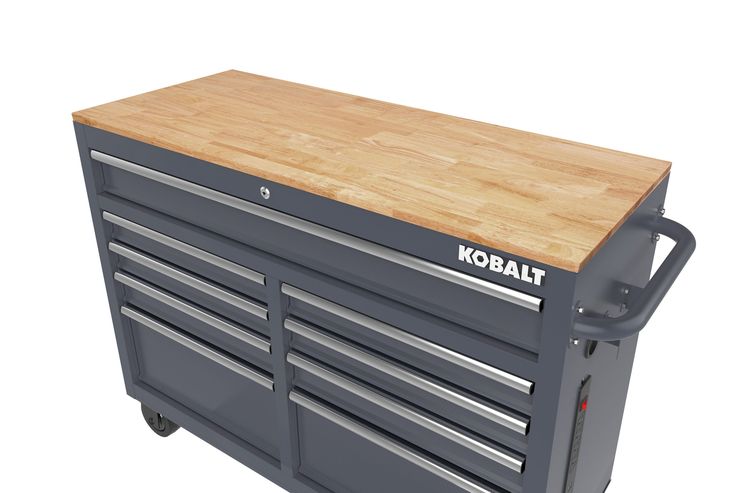 Kobalt 46.1-in L x 37.2-in H 9-Drawers Rolling Gray Wood Work Bench