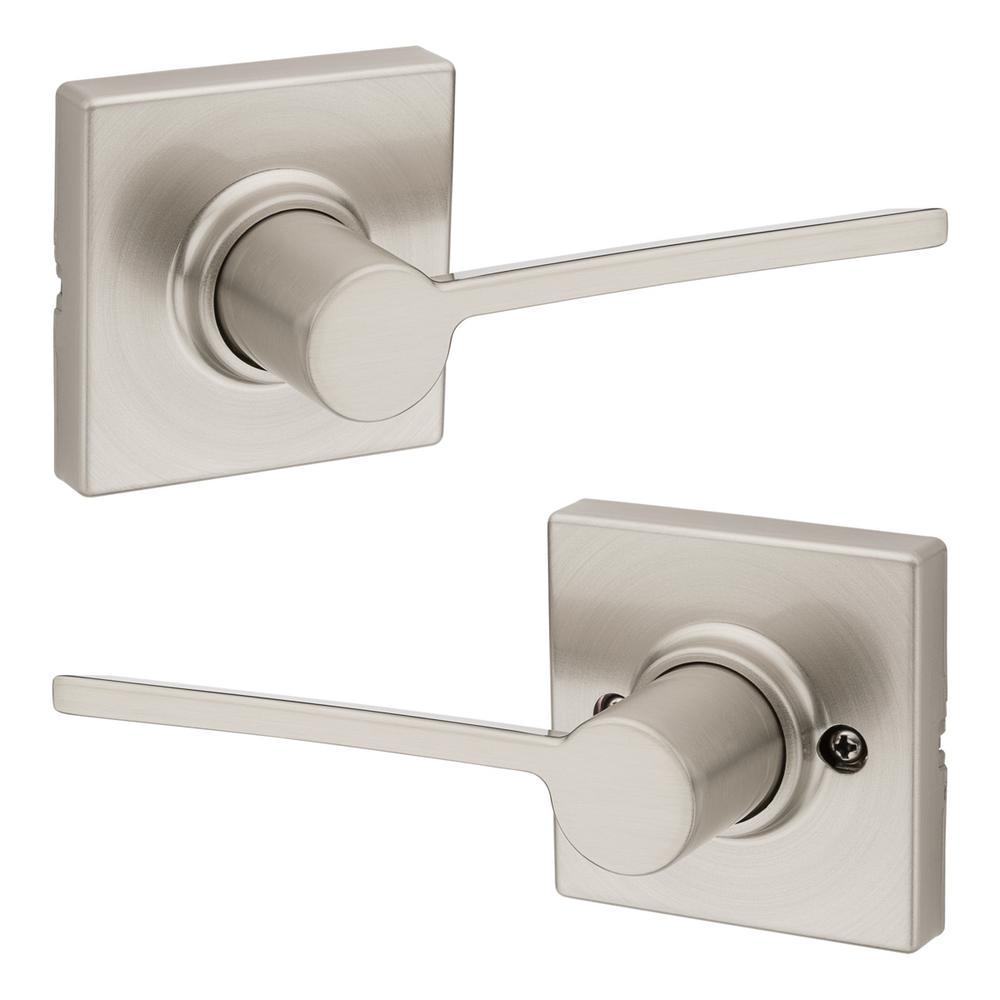 Ladera Satin Nickel Hall and Closet Door Lever with Square Trim Featuring Microban Antimicrobial Technology - Super Arbor