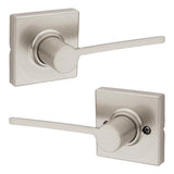 Ladera Satin Nickel Hall and Closet Door Lever with Square Trim Featuring Microban Antimicrobial Technology - Super Arbor