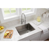 Tight Radius Stainless Steel 33 in. 18-Gauge 2-Hole Single Bowl Dual Mount Kitchen Sink with Grid and Strainer