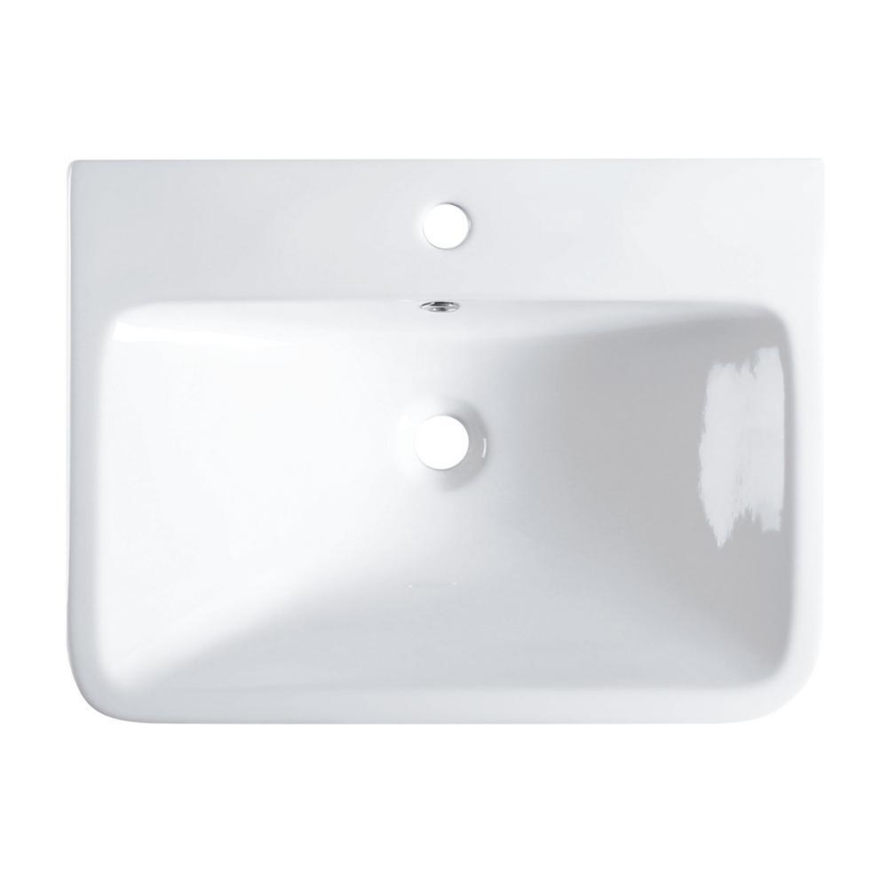 Rectangular 24 in. Drop-In Ceramic Bathroom Sink in White - Super Arbor