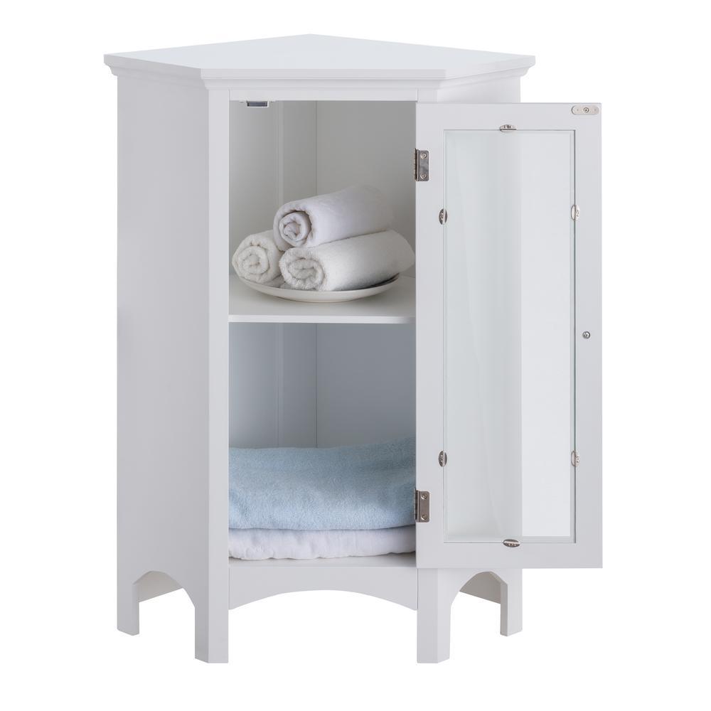 16 in. W x 31 in. H x 22 in. D Denali Corner Floor Cabinet Corner Shelf in White - Super Arbor