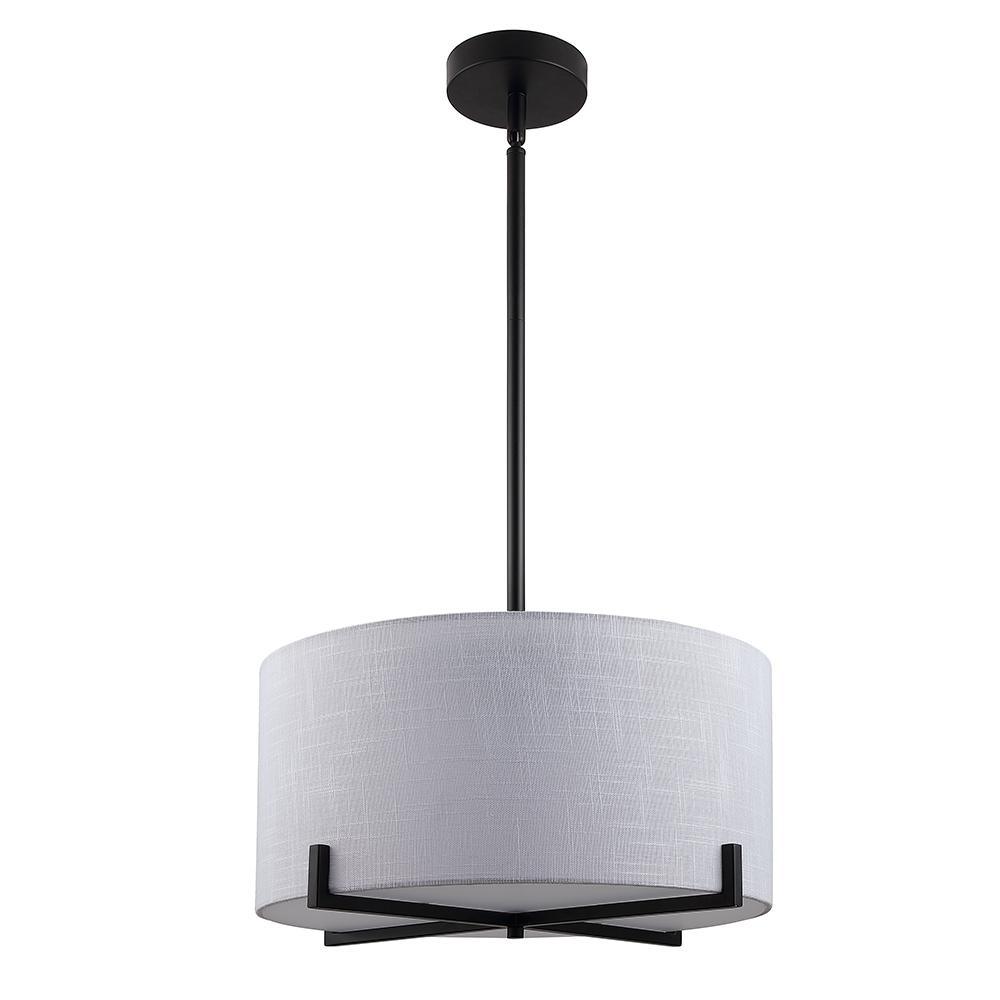 35-Watt Matte Black Integrated LED Pendant with Fabric Shade - Super Arbor