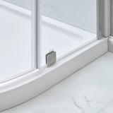 Glamour 34 in. x 76.40 in. Corner Drain Corner Shower Kit in Satin Nickel and White - Super Arbor