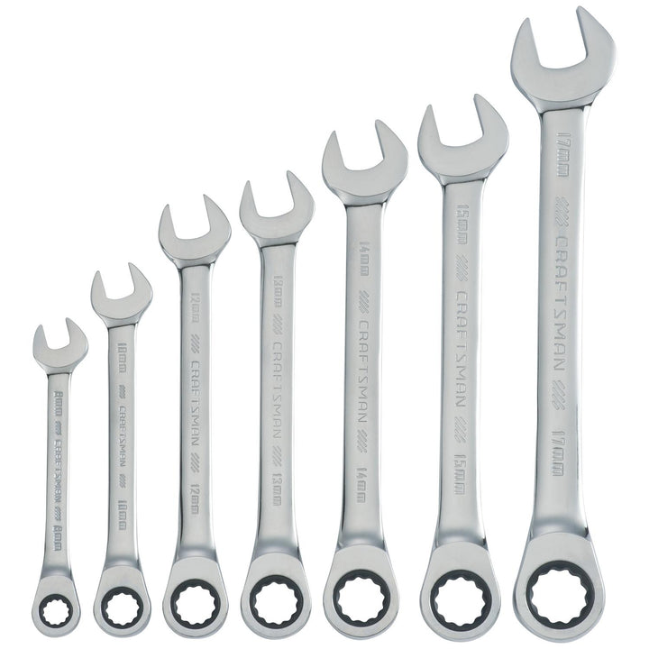 Craftsman 12 Point Metric Ratcheting Combination Wrench Set, 7 pc