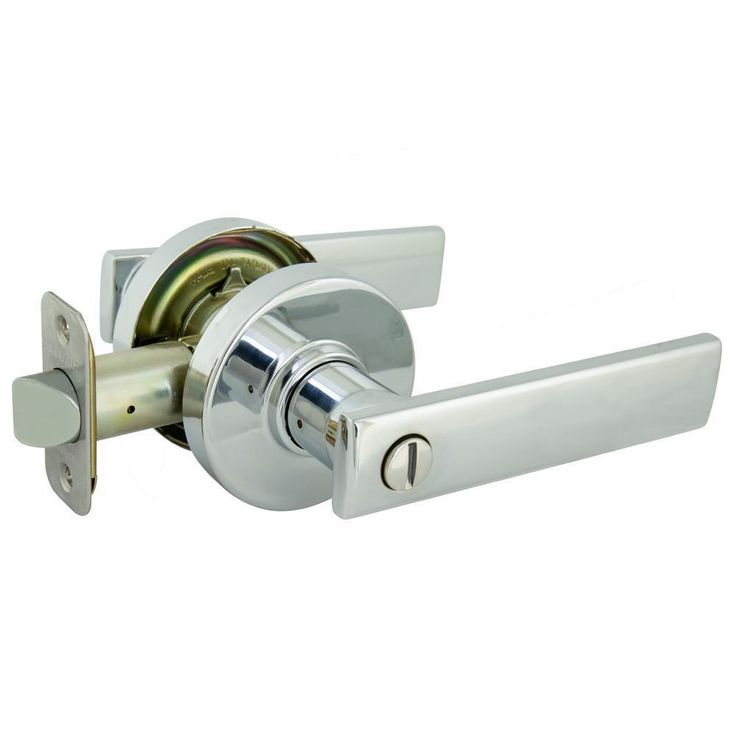 Westwood Bright Chrome Bed/Bath Door Lever with Round Rose