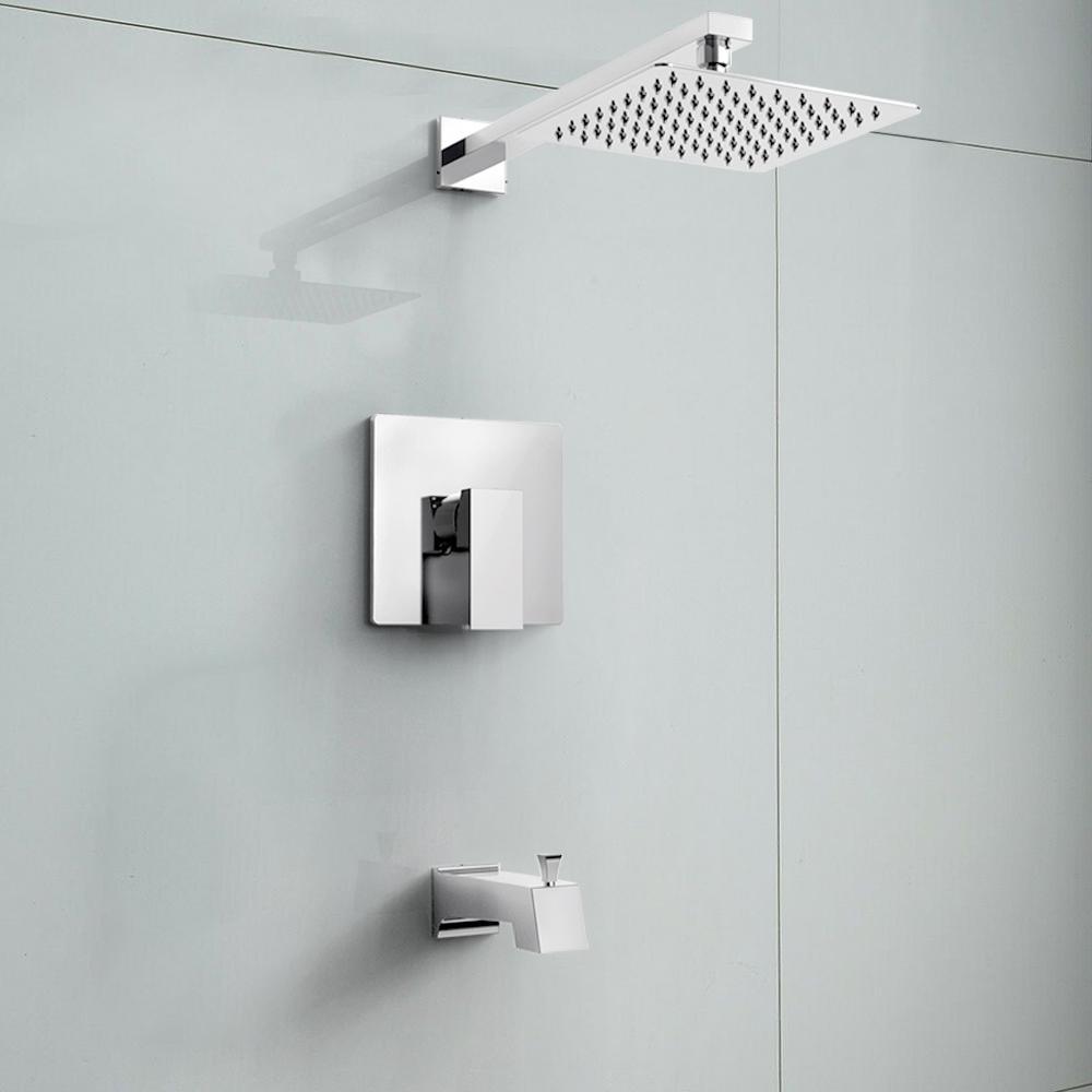 1-Spray 8 in. Wall Mount Showerhead Shower Set in Brushed Nickel - Super Arbor