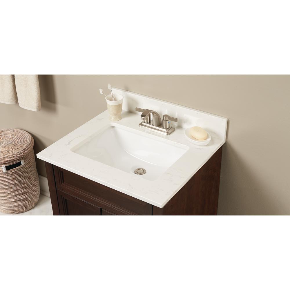 25 in. W Engineered Marble Single Sink Vanity Top in Vanilla Sky with White Sink - Super Arbor