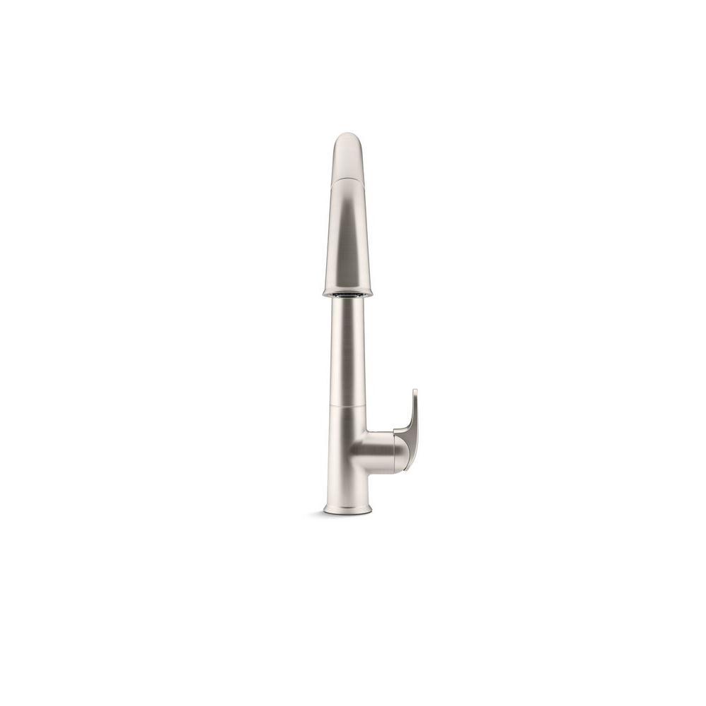 Sensate Single-Handle Touchless Pull Down Sprayer Kitchen Faucet in Vibrant Stainless with DockNetik and Sweep Spray - Super Arbor