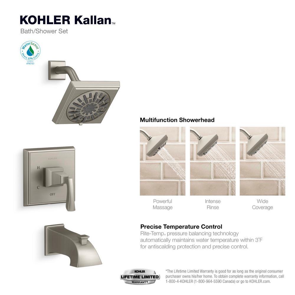 Kallan Rite-Temp Single-Handle 1-Spray Tub and Shower Faucet in Vibrant Brushed Nickel (Valve Included) - Super Arbor