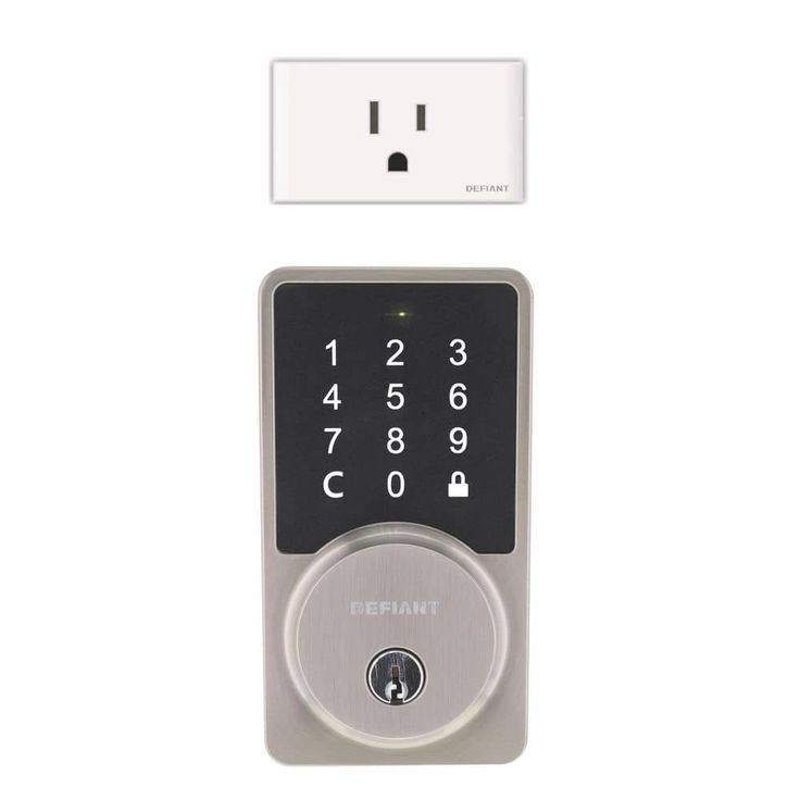 Defiant Square Satin Nickel Smart Wi-Fi Deadbolt Powered By Hubspace