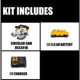 DEWALT 20-Volt MAX Lithium-Ion Cordless 6-1/2 in. Circular Saw (Tool-Only) with Free 20-Volt MAX Battery 3.0Ah & Charger - Super Arbor