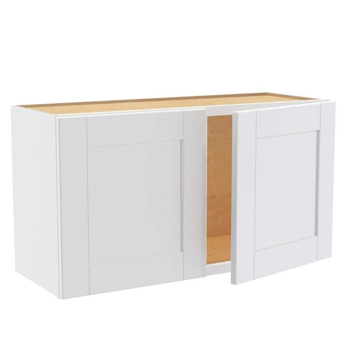 Home Decorators Collection Washington Vesper White Plywood Shaker Assembled Wall Kitchen Cabinet Soft Close 33 W in. x 12 D in. x 18 in. H