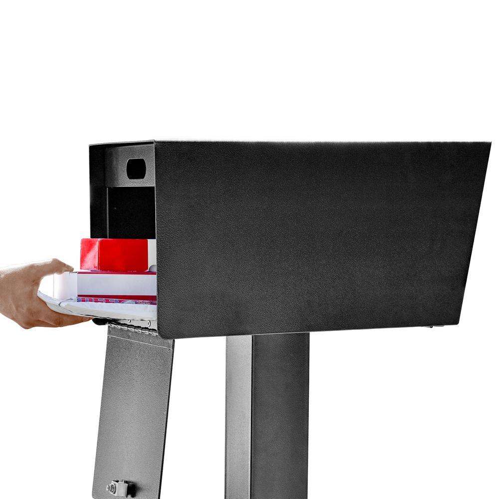 Mail Manager Street Safe Black Post-Mount Mailbox with High Security Reinforced Rear Locking System - Super Arbor
