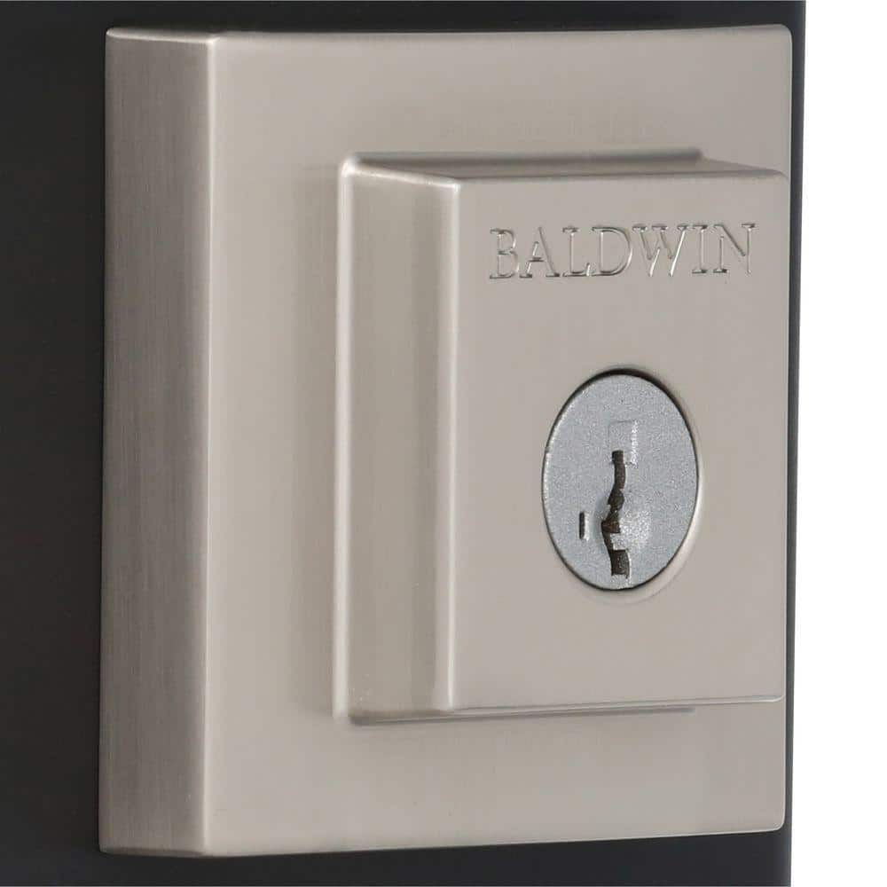 Baldwin Prestige Spyglass Satin Nickel Square Single Cylinder Deadbolt with SmartKey Security