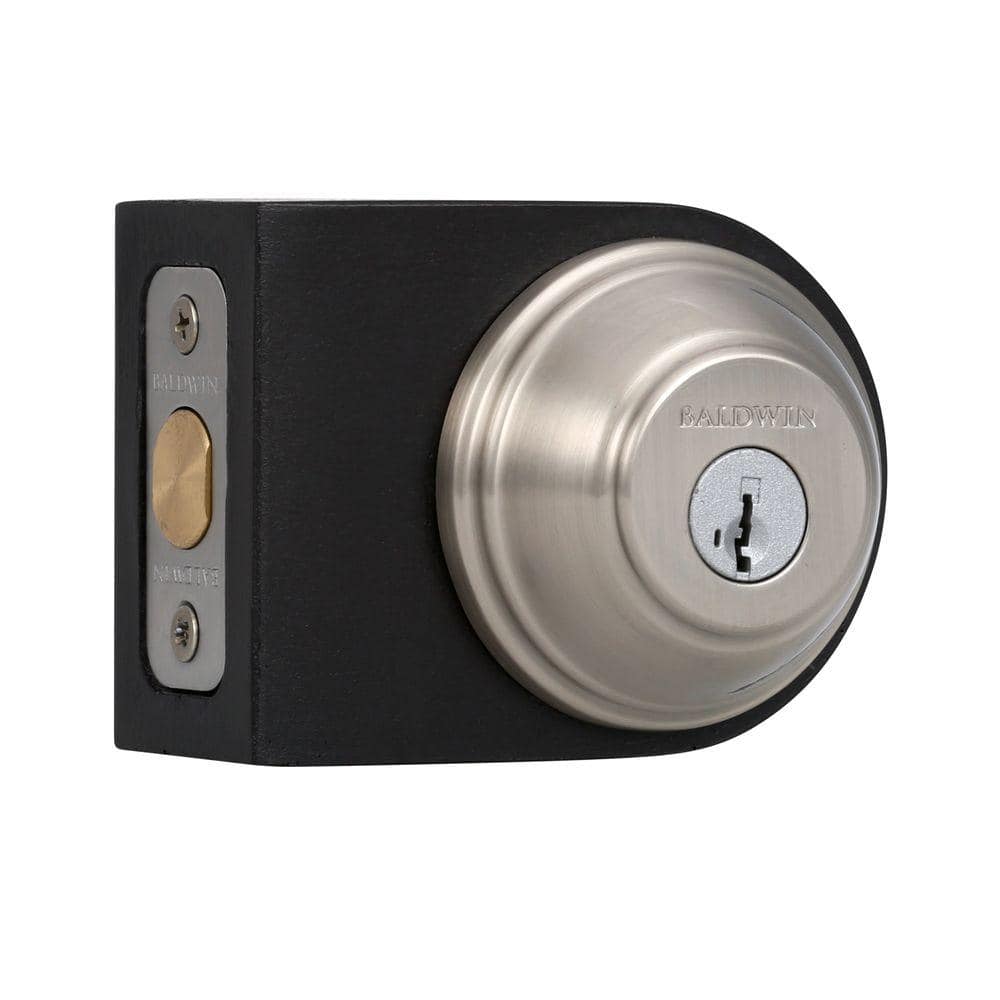 Baldwin Prestige Spyglass Satin Nickel Square Single Cylinder Deadbolt with SmartKey Security