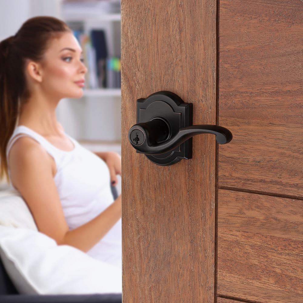 Baldwin Prestige Madrina Venetian Bronze Keyed Entry Door Lever with SmartKey Security