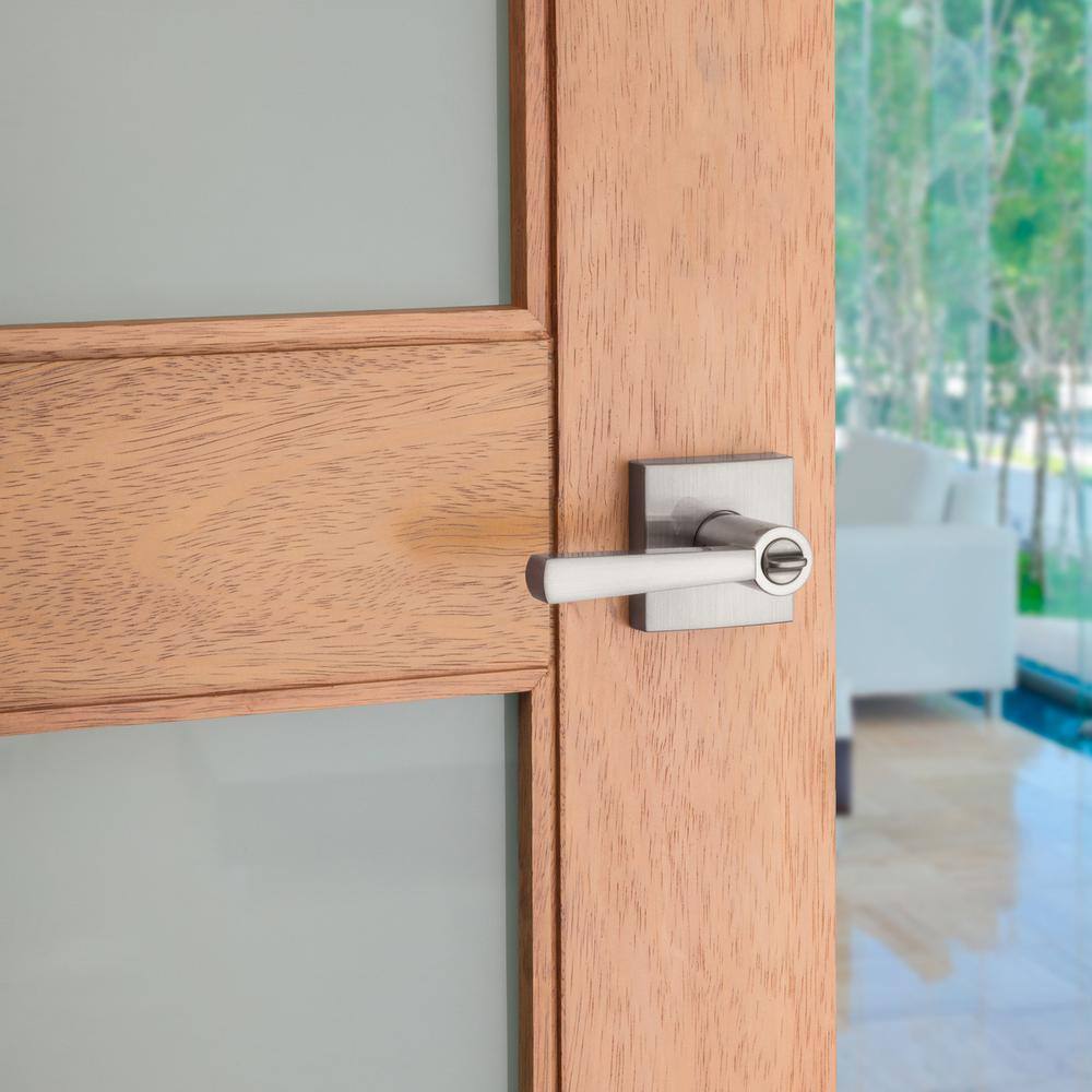 Prestige Spyglass Satin Nickel Keyed Universal Entry Door Lever Featuring SmartKey Security