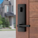 Baldwin Prestige Spyglass Matte Black Universal Entrance Door Handleset with SmartKey Security
