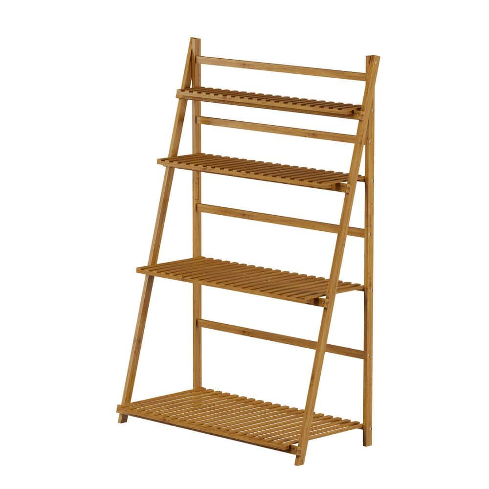 Pure Garden Bamboo 4-Tier Bamboo Shelving Unit (17 in. W x 48 in. H x 32 in. D)