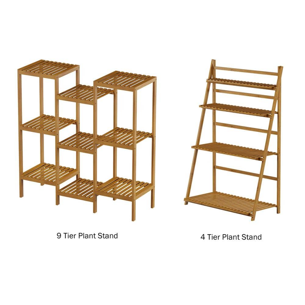 Pure Garden Bamboo 4-Tier Bamboo Shelving Unit (17 in. W x 48 in. H x 32 in. D)