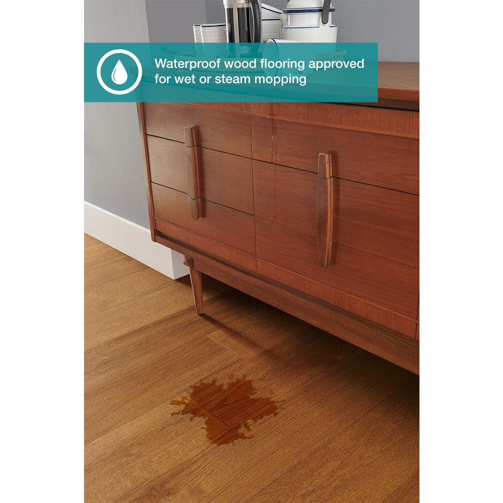 Pergo Defense+ Barnes Oak 3/8 in. T x 7.5 in. W Click Lock Distressed Engineered Hardwood Flooring (1104.3 sq.ft./pallet)