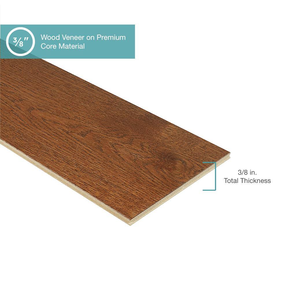 Pergo Defense+ Barnes Oak 3/8 in. T x 7.5 in. W Click Lock Distressed Engineered Hardwood Flooring (1104.3 sq.ft./pallet)