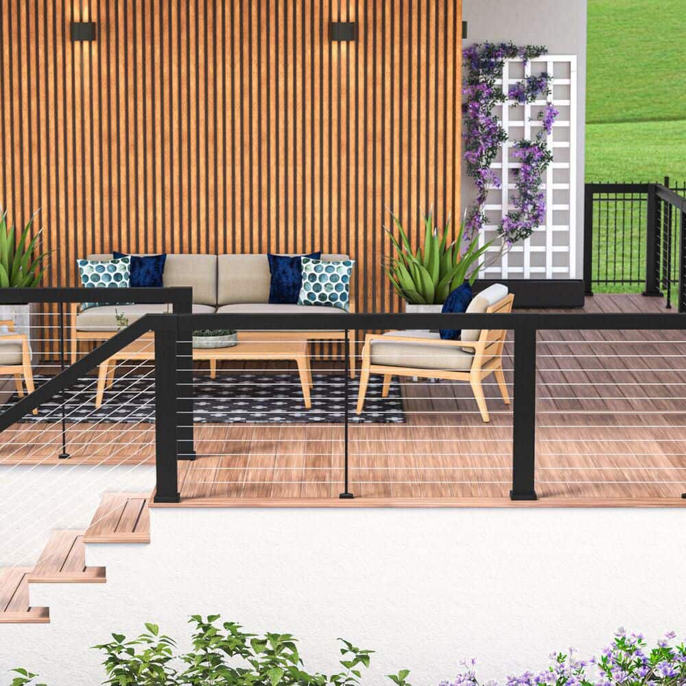 Barrette Outdoor Living Elevation Aluminum 6 ft. x 36 in. Matte Black Level Panel for Cable Railing System