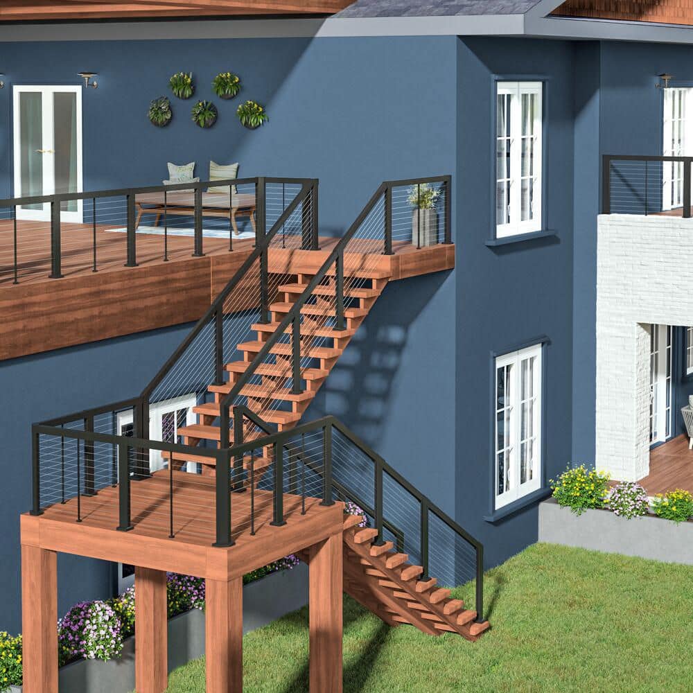 Barrette Outdoor Living Elevation Aluminum 6 ft. x 36 in. Matte Black Level Panel for Cable Railing System