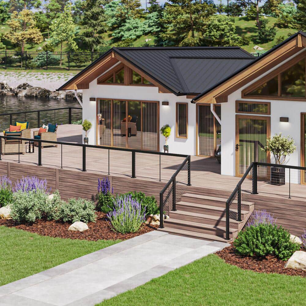 Barrette Outdoor Living Elevation Aluminum 5 ft. x 36 in. Matte Black Stair Panel for Cable Railing System