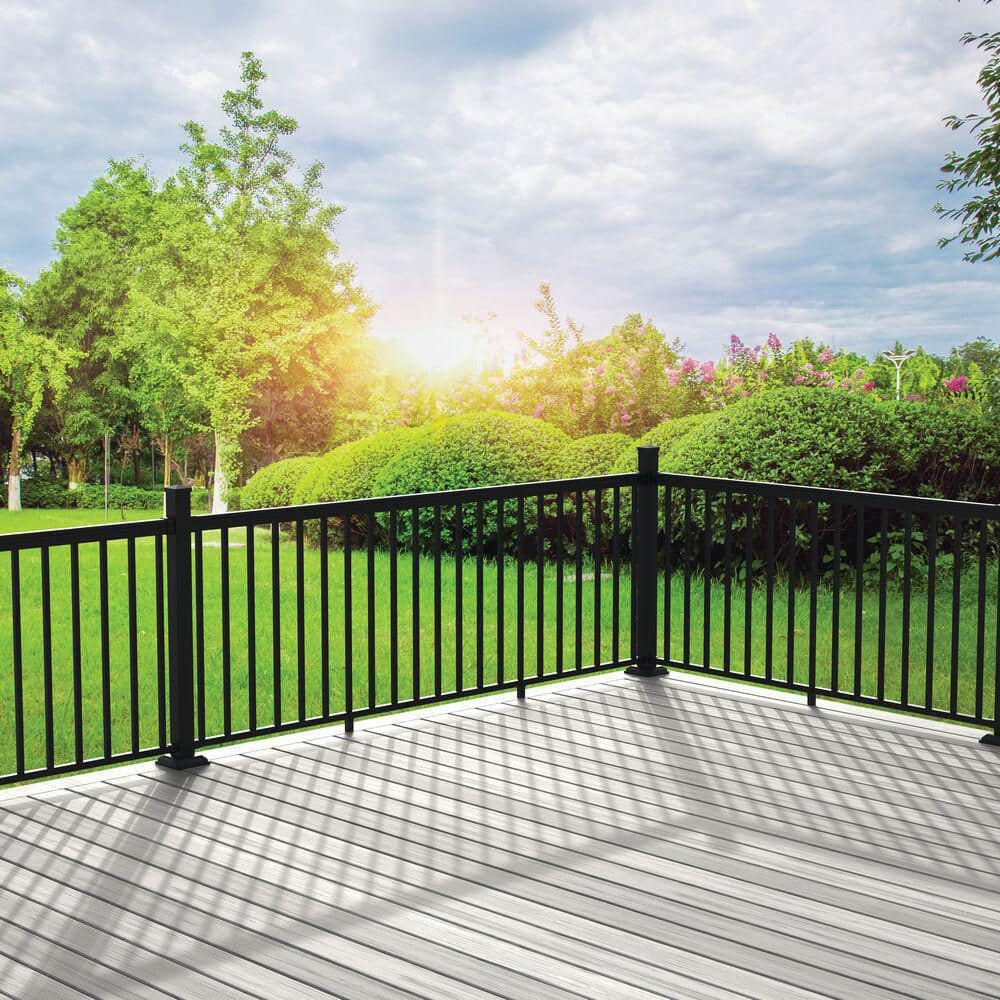 Barrette Outdoor Living VersaRail Classic 8 ft. x 36 in. Matte Black Aluminum Rail Level Kit