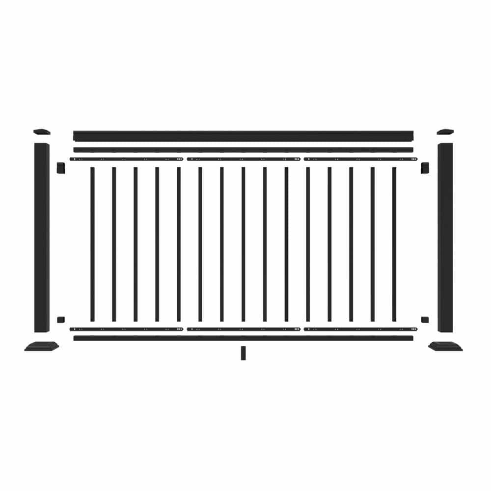 Barrette Outdoor Living VersaRail Classic 6 ft. x 42 in. Matte Black Aluminum Rail Level Kit