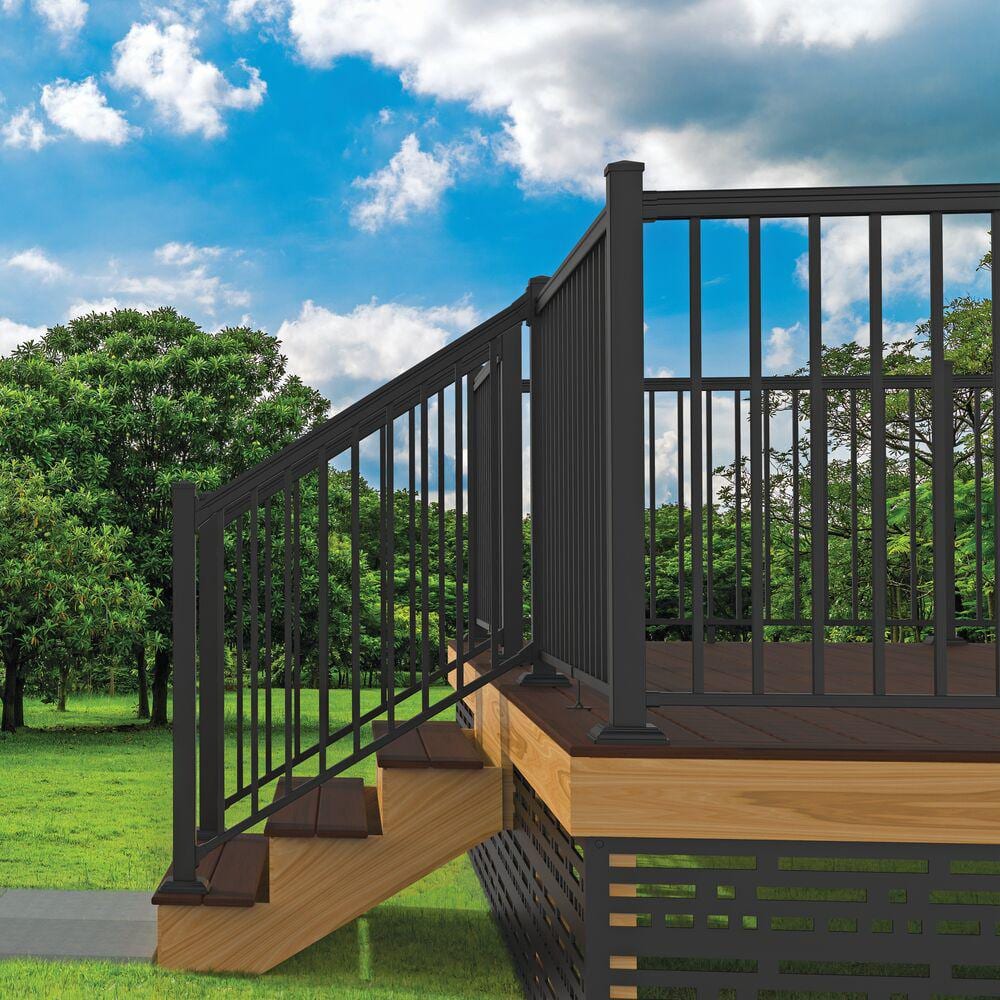 Barrette Outdoor Living VersaRail Classic 6 ft. x 36 in. Matte Black Aluminum Rail Stair Kit
