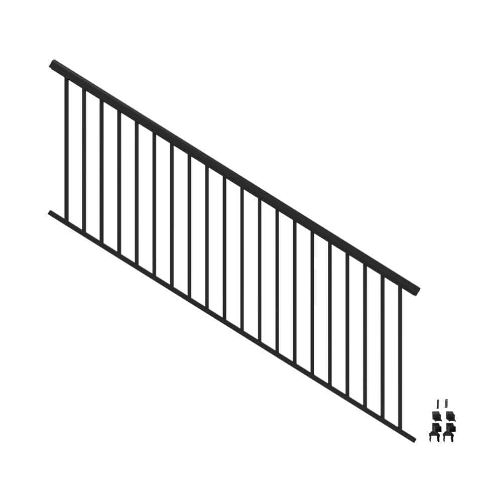 Barrette Outdoor Living VersaRail Cambridge 8 ft. x 36 in. Matte Black Aluminum Decorative Rail Stair Kit