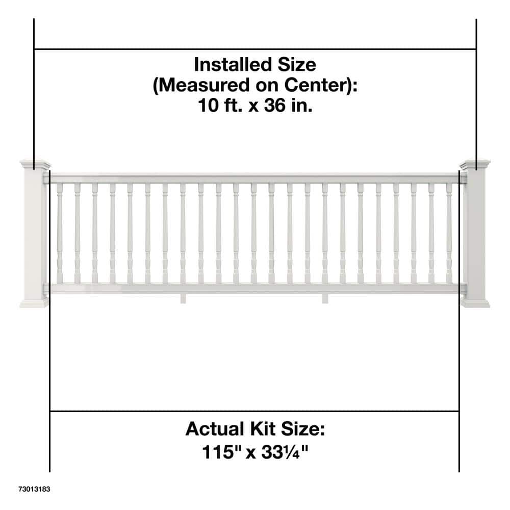Barrette Outdoor Living Bella Premier Series 10 ft. x 36 in. White Vinyl Rail Kit with Colonial Balusters