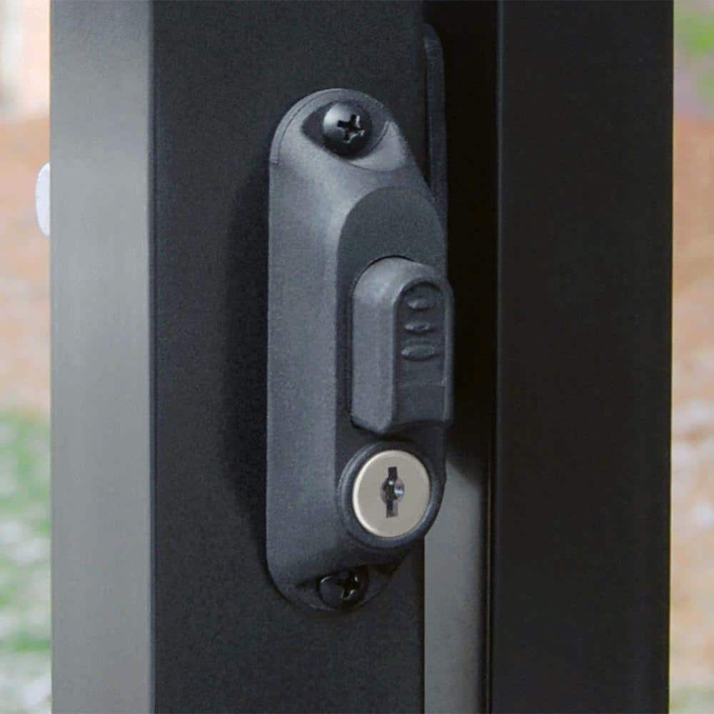 Barrette Outdoor Living 4.687 in. x 5.187 in. Black Nylon with Stainless Steel 2-Sided Key Locking Gravity Latch