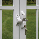 Barrette Outdoor Living 4.687 in. x 5.187 in. Nylon/Stainless Steel White Locking Gravity Latch with 2-Sided Key Entry