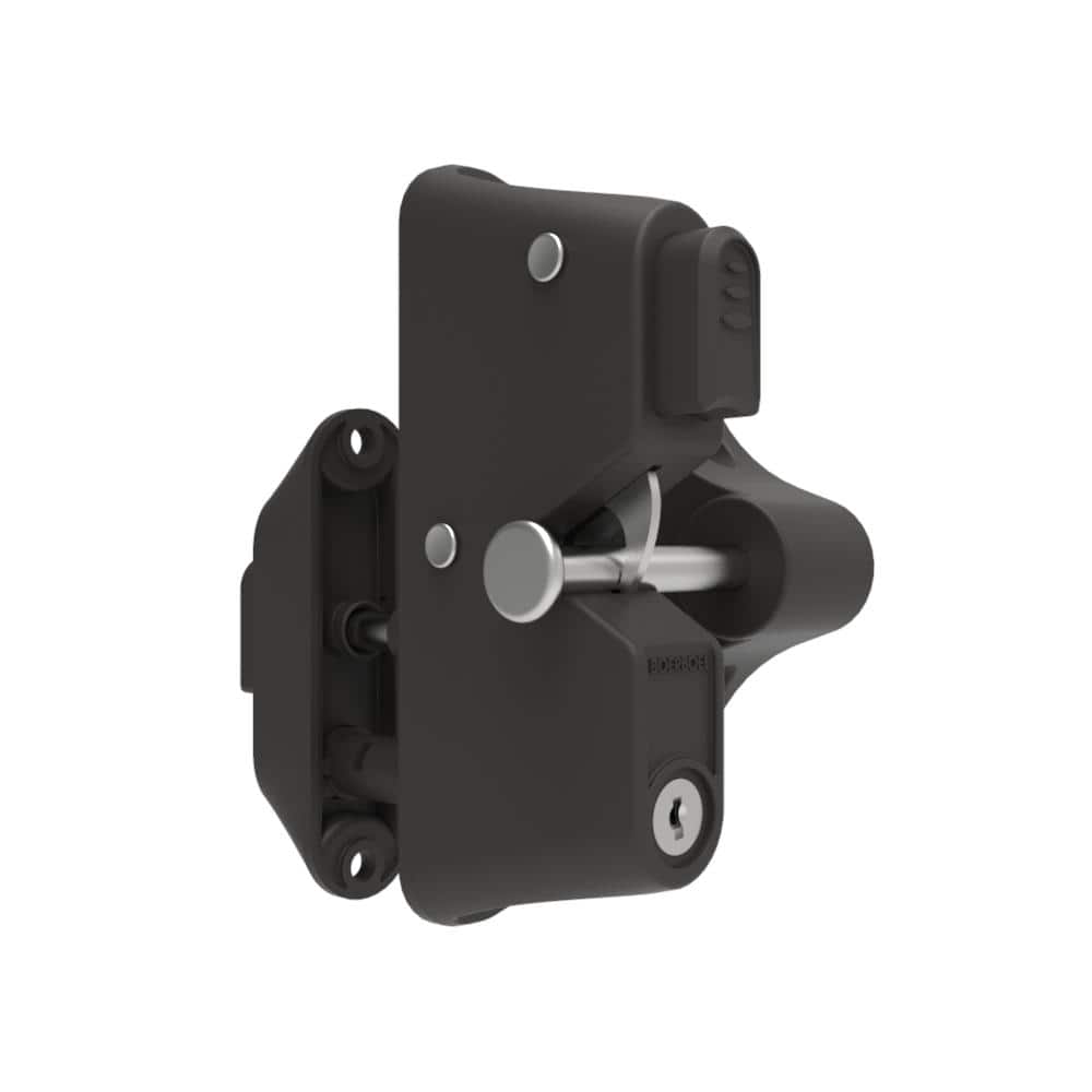 Barrette Outdoor Living 4.687 in. x 5.187 in. Nylon/Stainless Steel Bronze Locking Gravity Latch with 2-Sided Key Entry