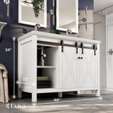 Eviva Dallas 48 in. W x 22 in. D x 34 in. H Double Bath Vanity in White with Black Granite Top with Black Sinks