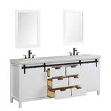 Eviva Dallas 84 in. W x 22 in. D x 34 in. H Double Bath Vanity in White with White Quartz Top with White Sinks