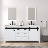 Eviva Dallas 84 in. W x 22 in. D x 34 in. H Double Bath Vanity in White with White Quartz Top with White Sinks