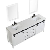 Eviva Dallas 84 in. W x 22 in. D x 34 in. H Double Bath Vanity in White with White Quartz Top with White Sinks