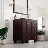 Eviva Acclaim 30 in. W x 22 in. D x 34 in. H Teak Bathroom Vanity with White Carrara Marble Top and White Undermount Sink