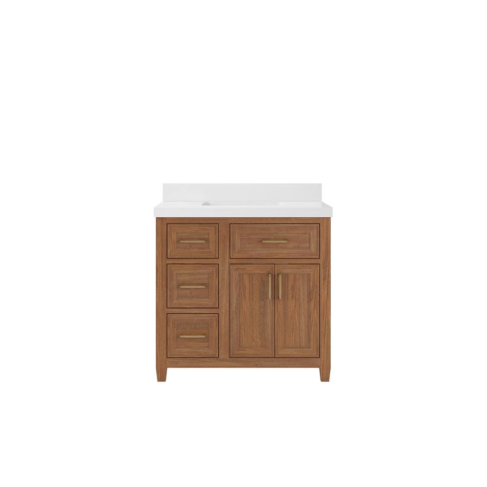 Eviva Santa Monica 36 in. W x 22 in. D x 16 in. H Single Bath Vanity in White with White Vessel Sink