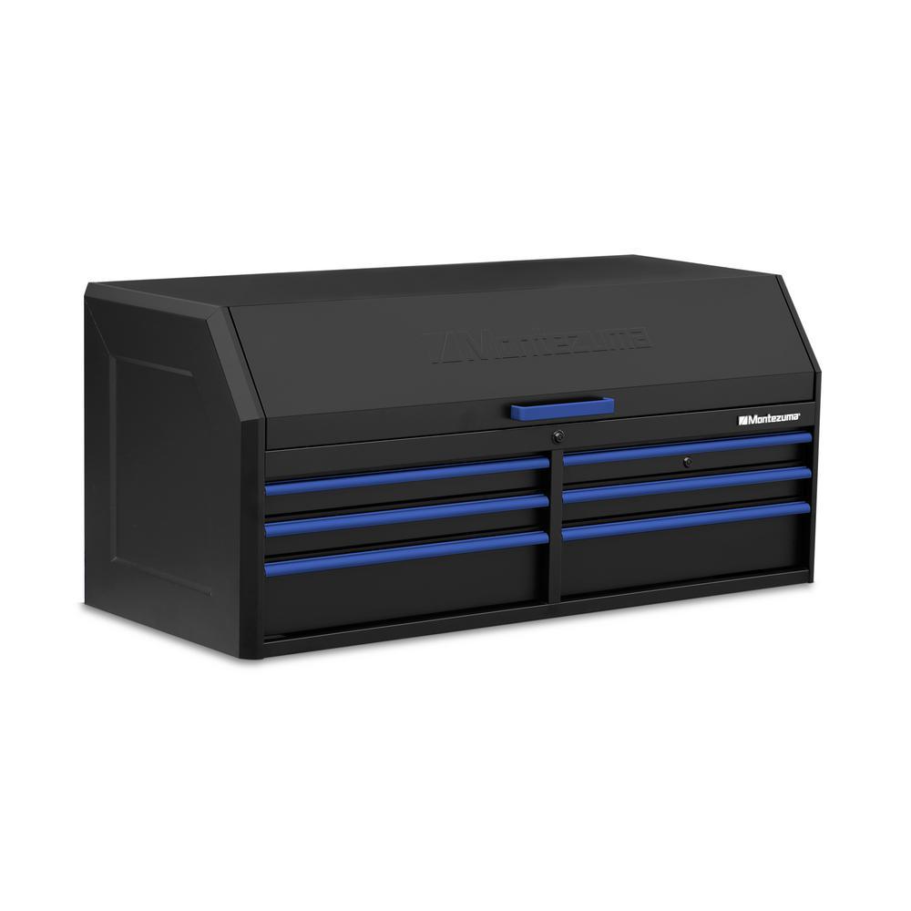 56 in. x 24 in. 6-Drawer Tool Top Chest in Black and Blue - Super Arbor