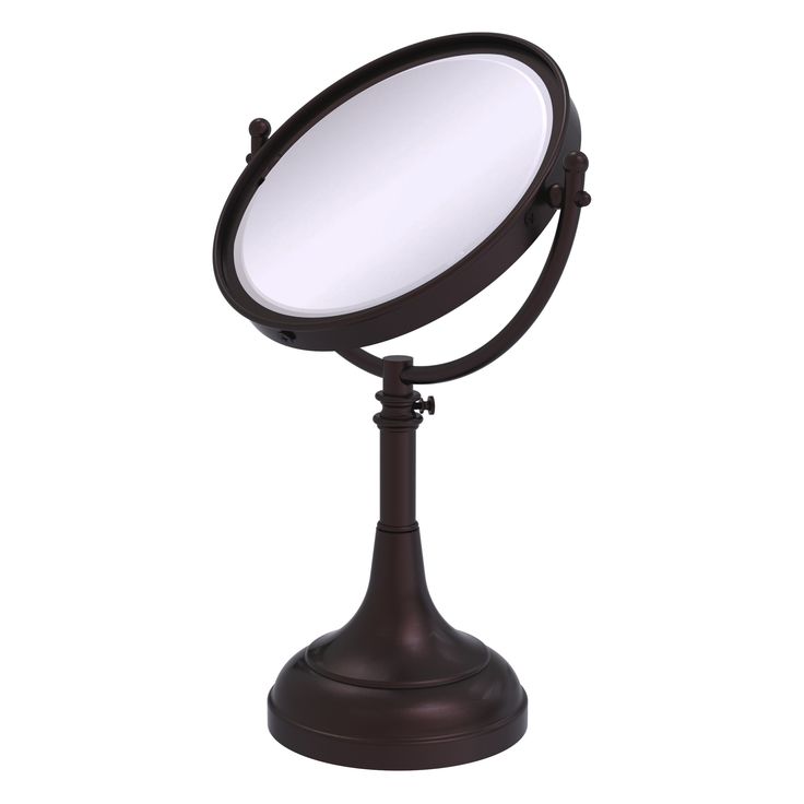 Allied Brass 8-in x 23.5-in Antique Brass Double-Sided Magnifying Countertop Vanity Mirror