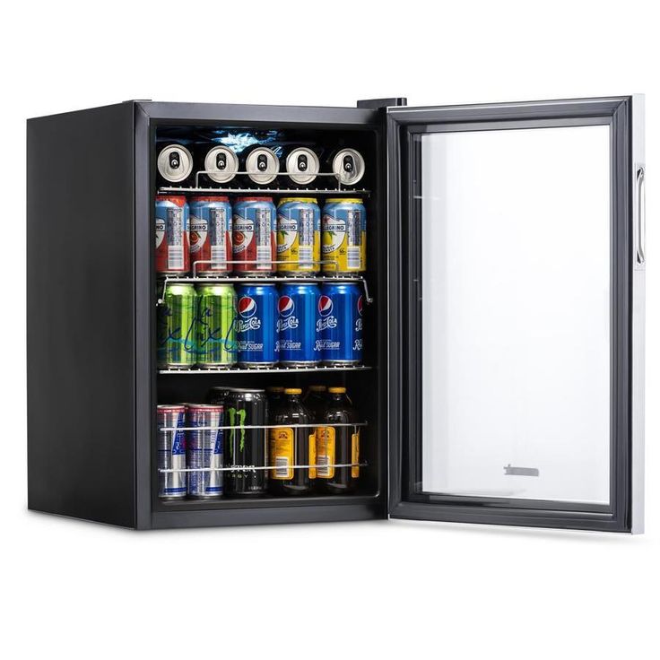 NewAir 90-Can Capacity (2.2-cu ft) Residential Stainless Steel/Black Freestanding Beverage Center