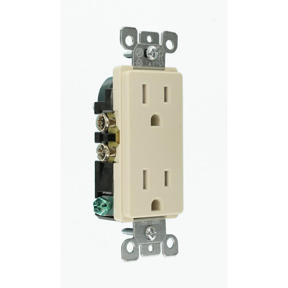 Decora 15 Amp Tamper-Resistant Duplex Outlet, Light Almond (10-Pack) - Super Arbor