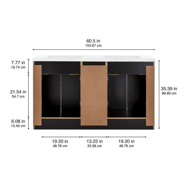 Style Selections Cauley 60-in Black Double Sink Bathroom Vanity with White Cultured Marble Top